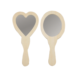 Miroir à mains Creativ Company coeur et ovale 23-24cm bois 2 pièces