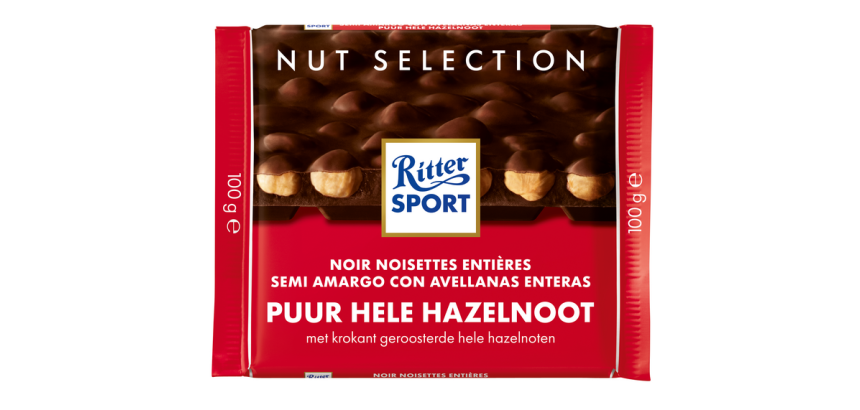 Chocolat Ritter Sport noir-noisettes entières 100g