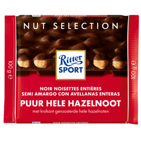 Chocolade Ritter Sport puur-hele hazelnoot 100gr