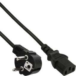 Câble d'alimentation inLine C13 droit - CEE7/7 angle 1,8m noir