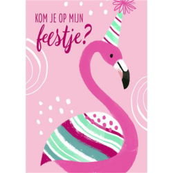 Carte d'invitation Flamingo 14x9cm (NL)