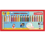 Crayon de couleur STABILO 880 Woody 3-en-1 + taille-crayon et pinceau ass étui 18pcsec taille-crayon