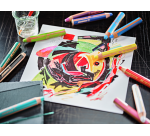 Crayon de couleur STABILO 880 Woody 3-en-1 + taille-crayon et pinceau ass étui 18pcsec taille-crayon