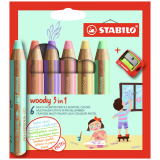 Crayon de couleur STABILO Woody 880/18 set 6 couleurs avec taille-crayon