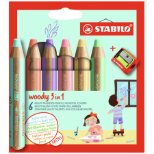 Crayon de couleur STABILO Woody 880/18 set 6 couleurs avec taille-crayon