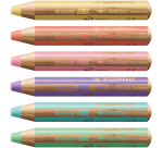 Crayon STABILO 880 Woody set 6 couleurs pastel avec taille-crayon