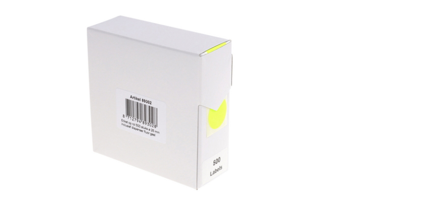 Etiket Rillprint 25mm op rol fluor geel 500 stuks