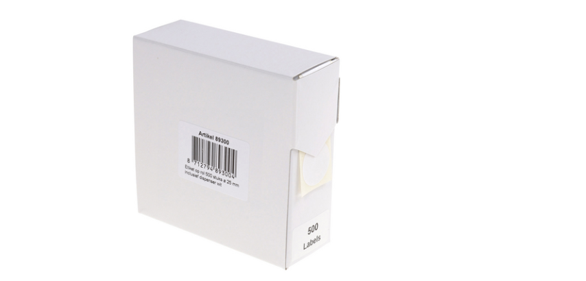 Etiket Rillprint 25mm op rol wit 500 stuks
