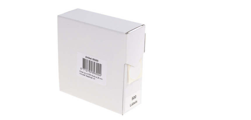 Rillprint label 25mm roll of 500 pieces white