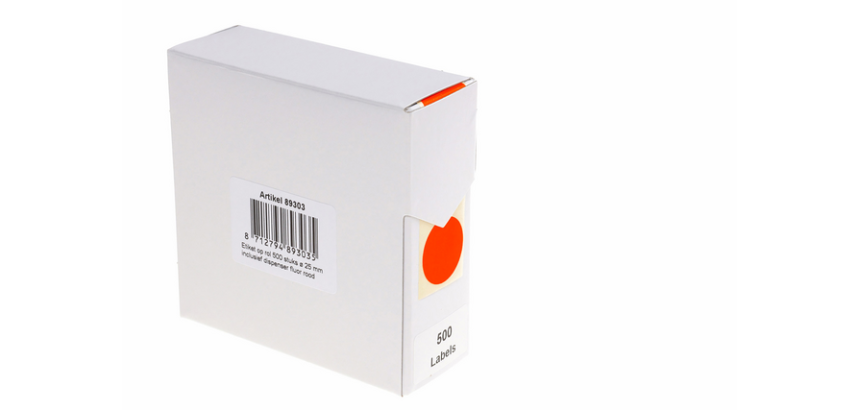 Etiket Rillprint 25mm 500st op rol fluor rood
