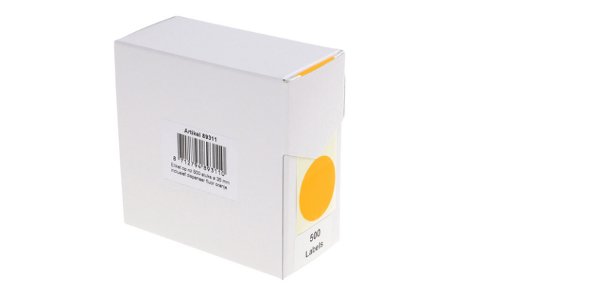 Etikett Rillprint 35 mm Rolle mit 500 Stück fluoreszierend orange