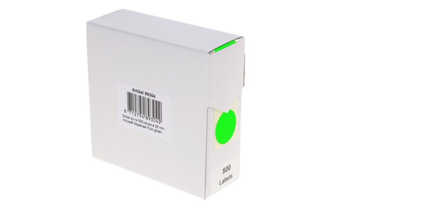 Etikett Rillprint 25mm Rolle mit 500 Stück neon-grün