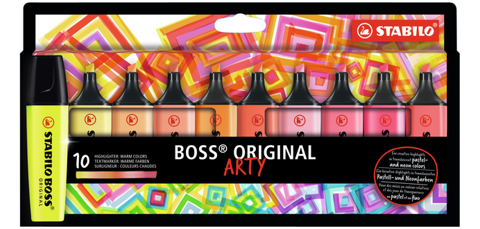 STABILO BOSS ORIGINAL markeerstift Arty, kartonnen etui van 10 stuks in geassorteerde kleuren