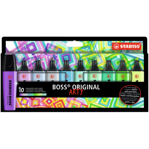 Surligneur STABILO Boss Original Arty étui 10 couleurs froides