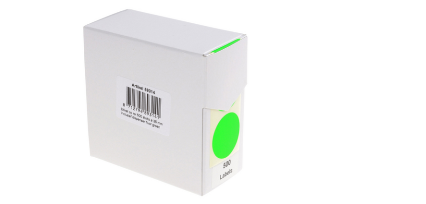 Rillprint Label 35mm roll of 500 pieces fluorescent green