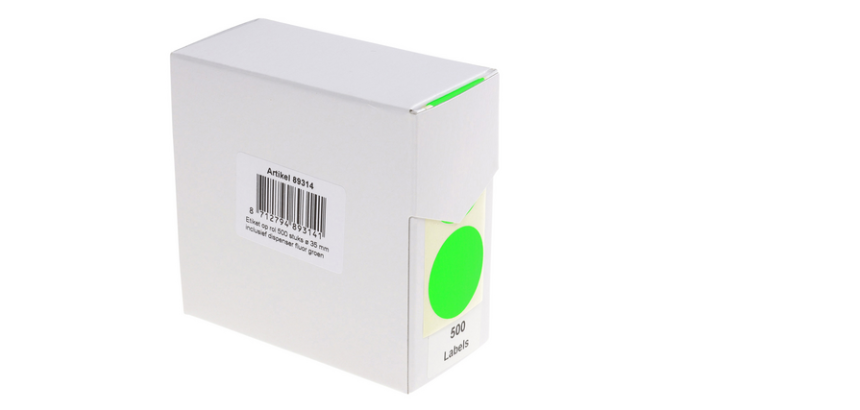 Etiquette Rillprint 35mm rouleau de 500 pièces vert fluo