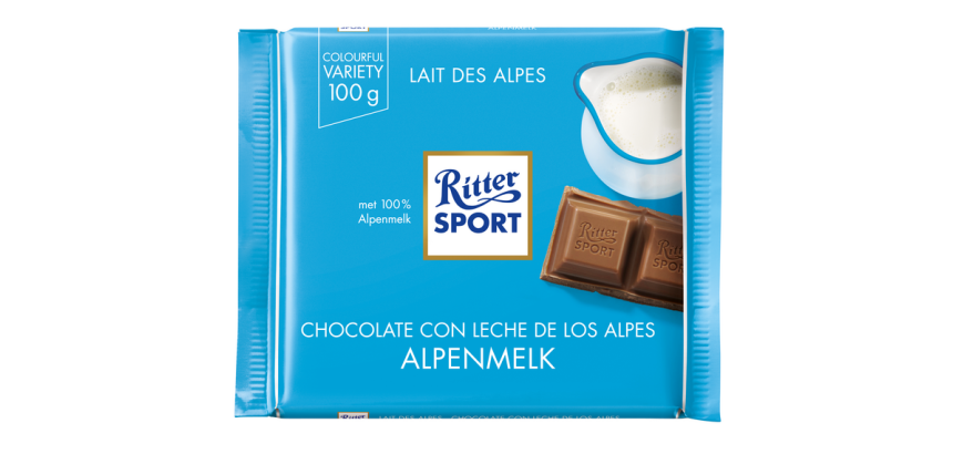 Chocolat Ritter Sport lait des Alpes 100g