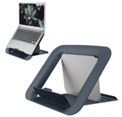 En_soporte para portatil leitz ergo cosy ajustable 4 alturas color gris 310x50x247 mm