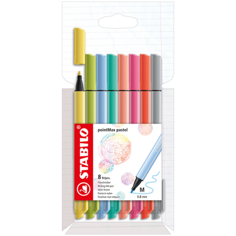 Feutre Stabilo pointMax 488/8 Medium Pastel assorti étui 8 pièces