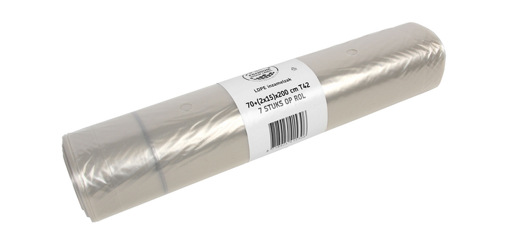 Sac poubelle Cleaninq 400L perforé et lien de fermeture rouleau de 84 pièces