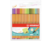 Fineliner STABILO point 88/18 Fin étui 18 pièces assorti