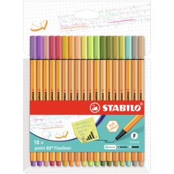 Fineliner STABILO point 88/18 Fin étui 18 pièces assorti