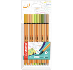 Fineliner STABILO point 88/10 Fin nouvelles couleurs set 10 couleurs
