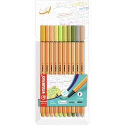 Fineliner STABILO point 88/10 Fin nouvelles couleurs set 10 couleurs