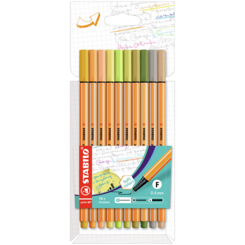 Fineliner STABILO point 88/10 fijn assorti nieuwe kleuren set à 10 stuks