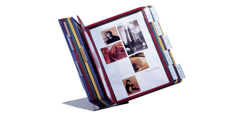Durable Vario Desk Presentation Stand with 20 A4 Metal Pockets