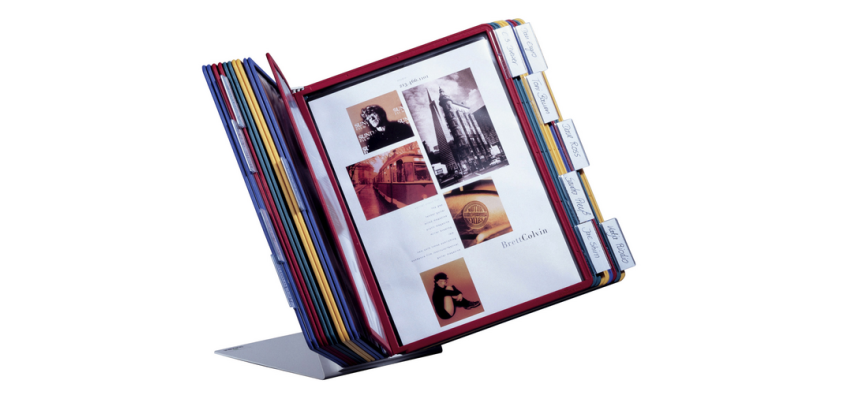 Durable Vario Desk Presentation Stand with 20 A4 Metal Pockets