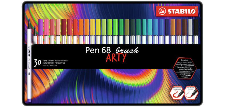 Brushstift STABILO Pen 568/30 Arty assorti blik à 30 stuks