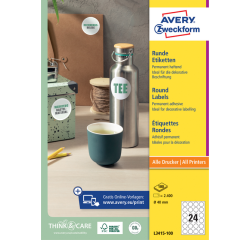 Etiket Avery Zweckform L3415 rond 40mm wit