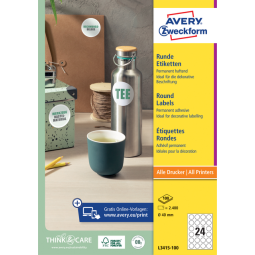 Etiket Avery Zweckform L3415 rond 40mm wit