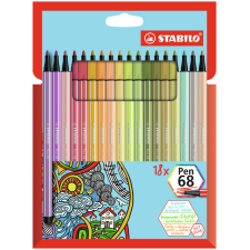 Viltstift STABILO Pen 68 8 medium soft assorti etui à 18 stuks