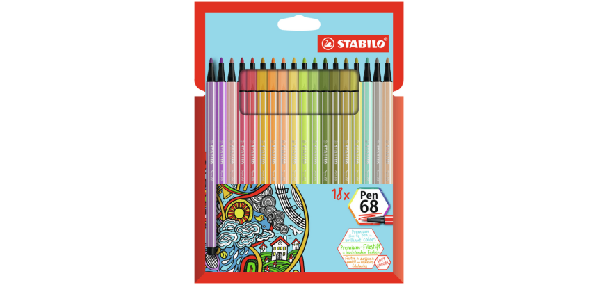 Stabilo Pen 68 Felt-tip Pen Case 18 New Colors