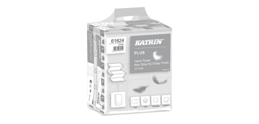 Handdoek Katrin Plus z-vouw 2-laags 203x240mm 15x160 vel wit 61624
