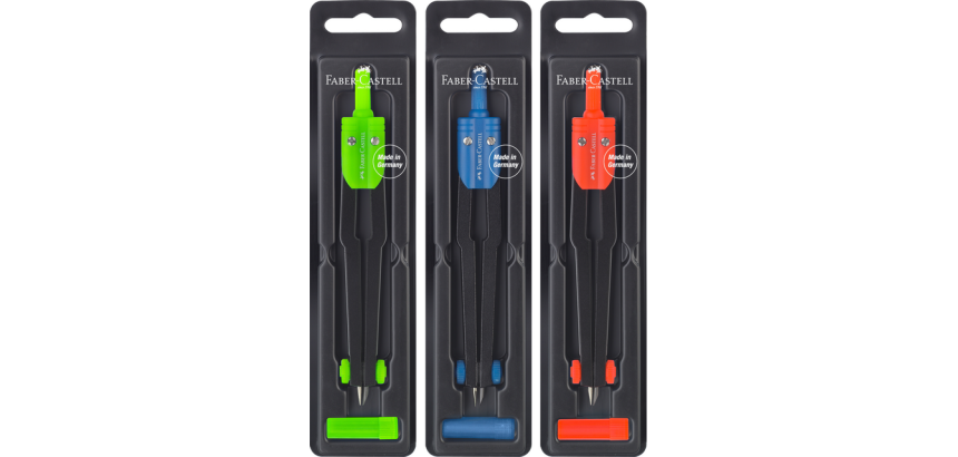 Compas à réglage rapide Faber Castell couleurs assorties
