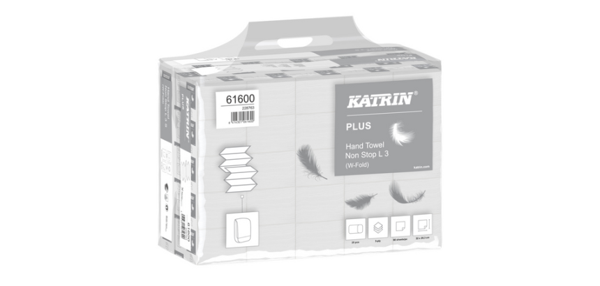 Katrin 61600 hand towels W-Fold Plus 3-ply 203x320mm white 25x 90 sheets