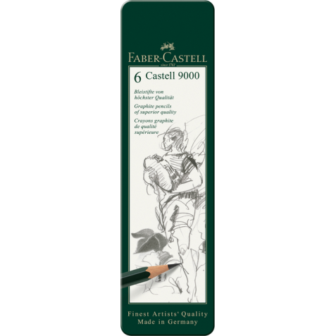 Potlood Faber-Castell 9000 6 hardheden in blik