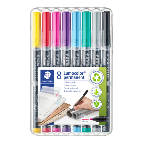 Viltstift Staedtler Lumocolor 317 permanent M set à 8 kleuren