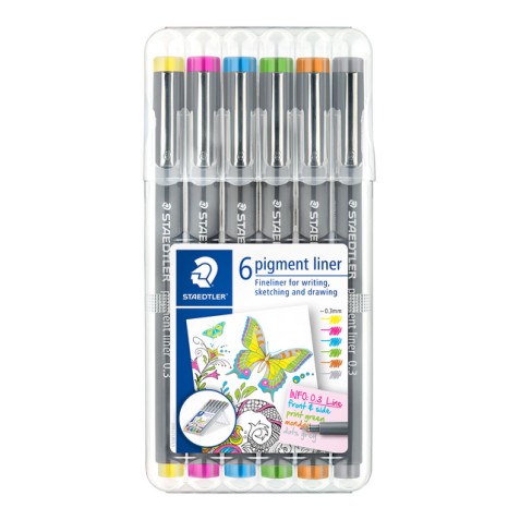 Fineliner Staedtler Pigment 308 0,3mm set à 6 kleuren