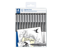 Fineliner Staedtler Pigment 308 noir set 12 largeurs de trait
