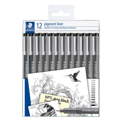 Fineliner Staedtler Pigment 308 noir set 12 largeurs de trait