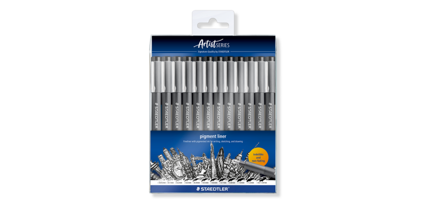 Staedtler Pigment Fineliner 308 black set 12 line widths