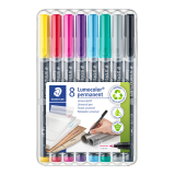 Viltstift Staedtler Lumocolor 318 permanent F set à 8 kleuren