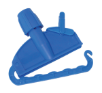Blue plastic mop clip for fringed mop