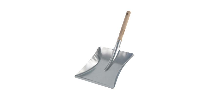 Galvanized dustpan with wooden handle 23x21cm