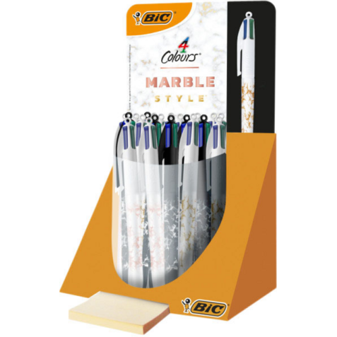 Balpen BIC 4 kleuren Marble assorti