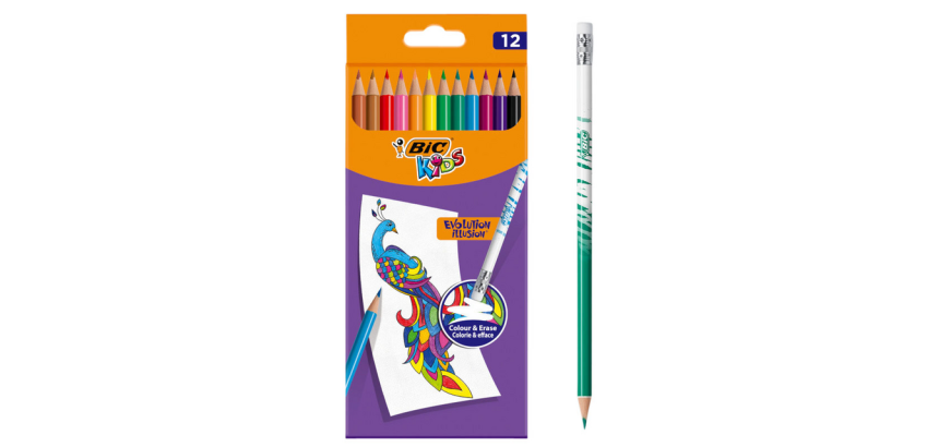 Crayons de couleur BIC Kids Illusion étui 12 couleurs